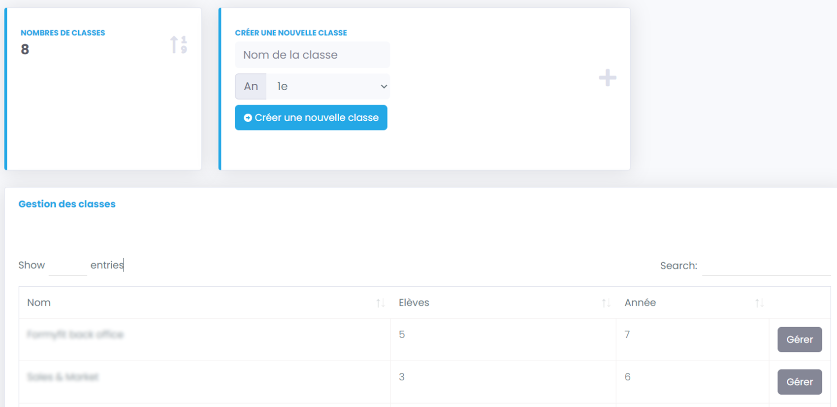 Gestion des classes 2
