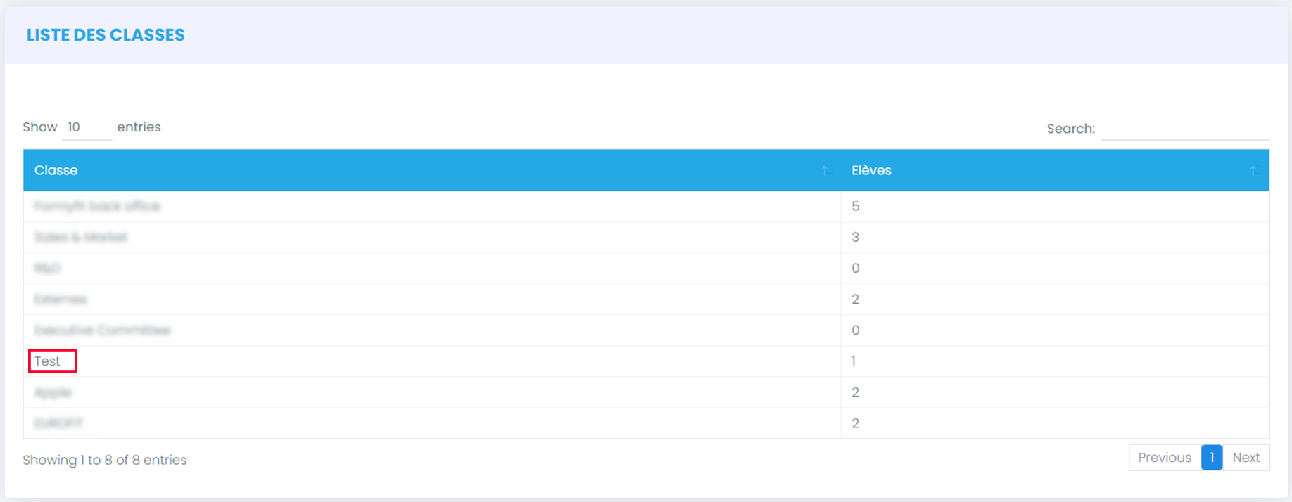 Liste des classes 2